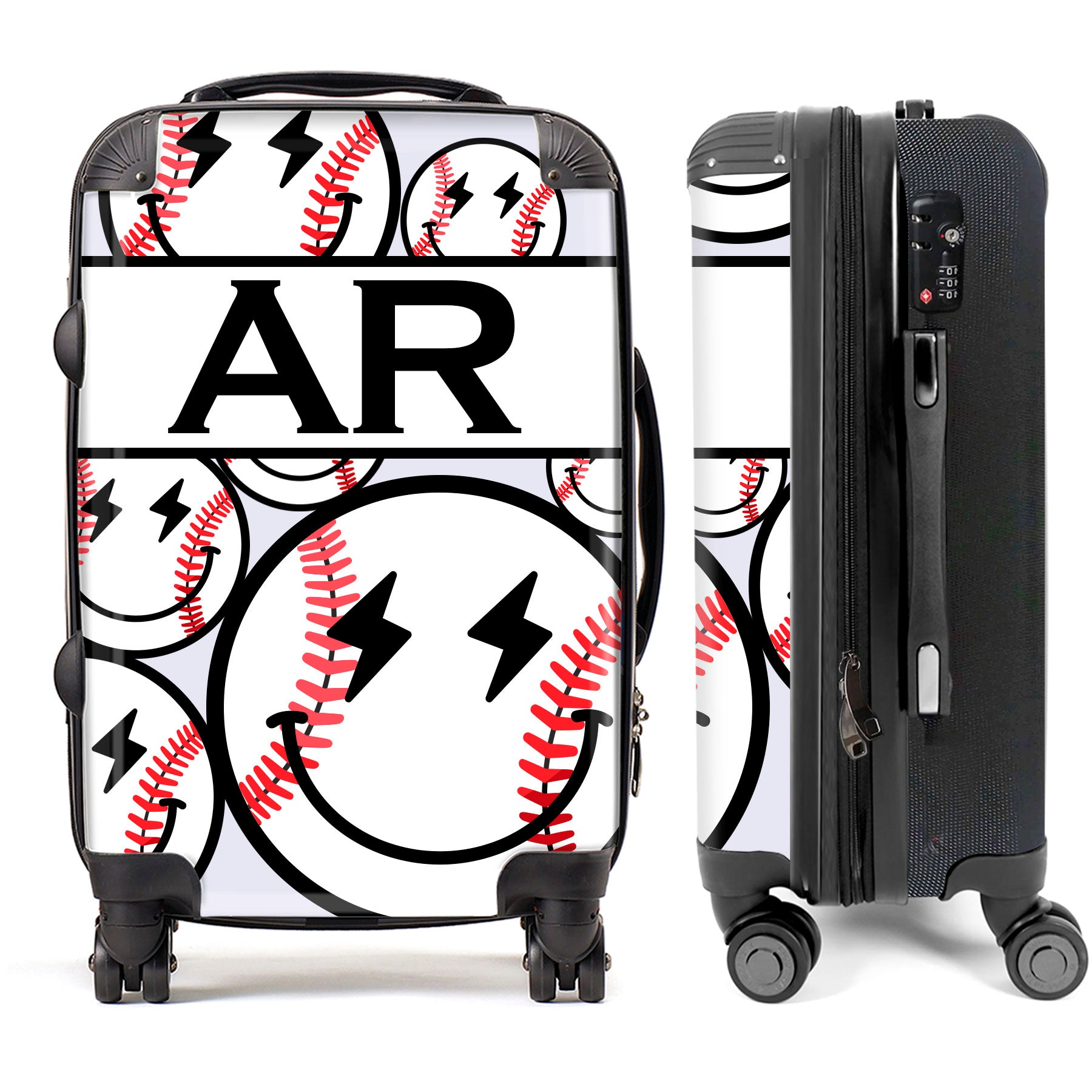 PERSONALIZED BASEBALL WITH BLACK INITIALS LUGGAGE
