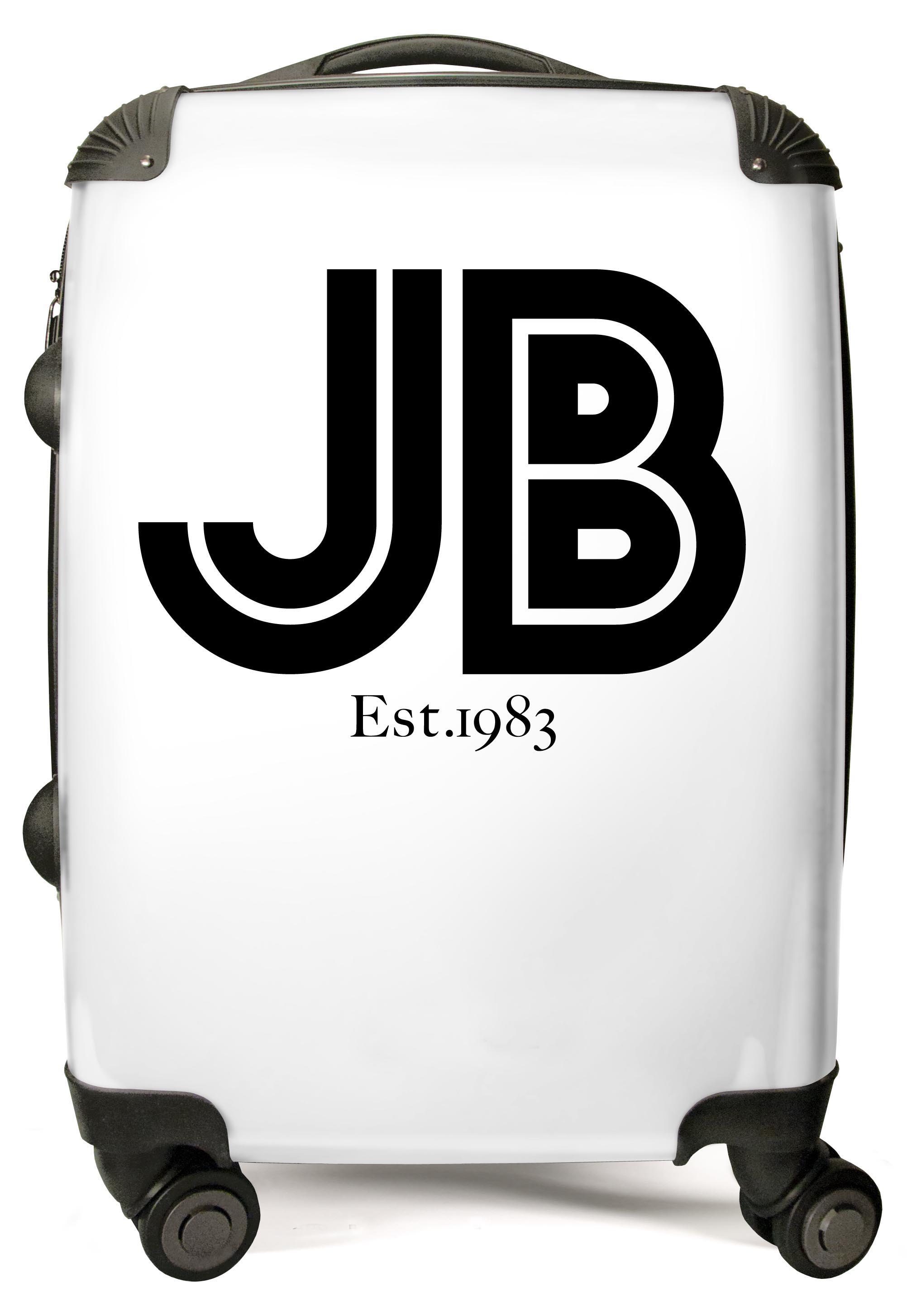 PERSONALIZED WHITE WITH BLACK FONT INITIAL LUGGAGE