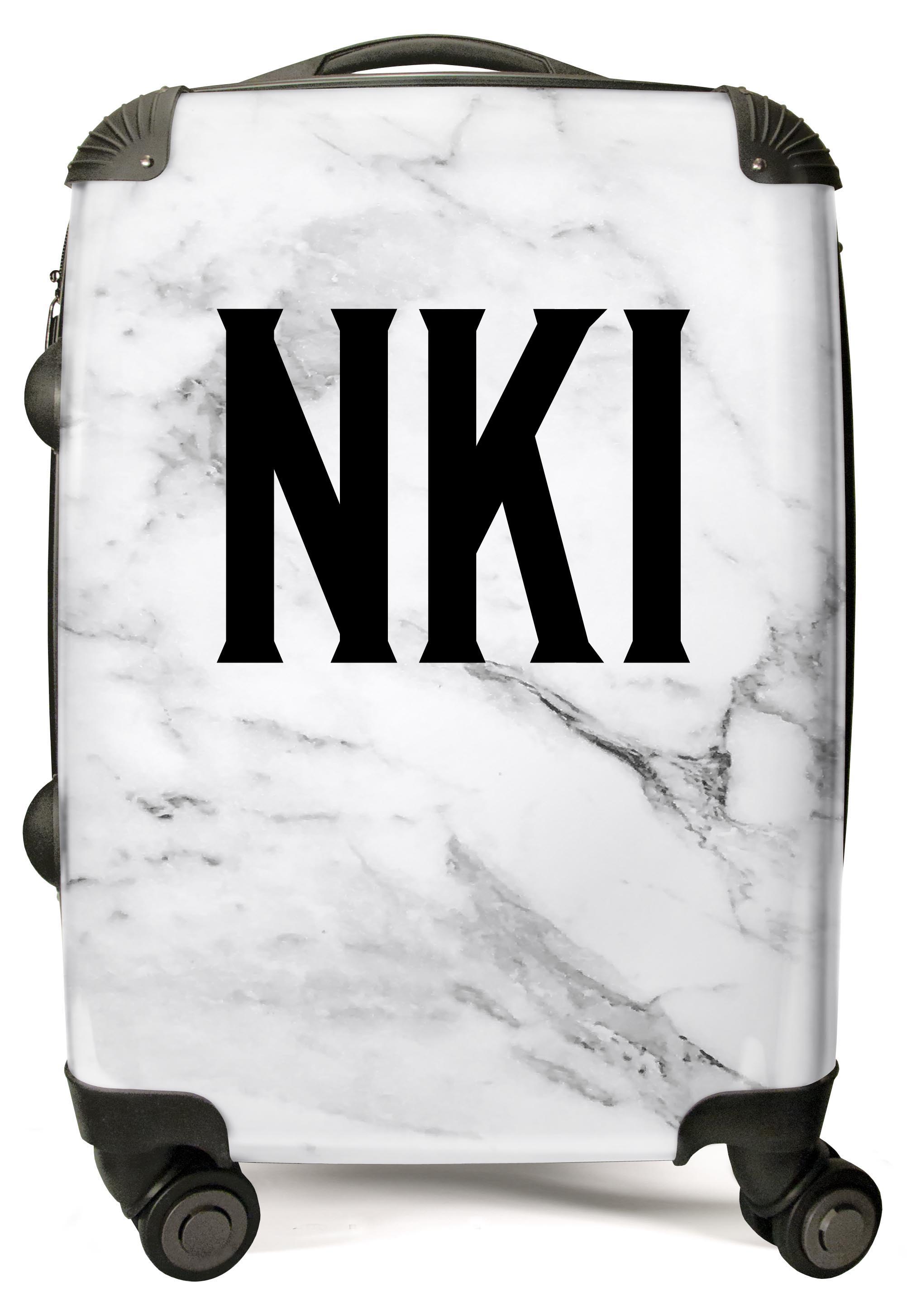 Initials White/Black Marble Custom Luggage - Main Image