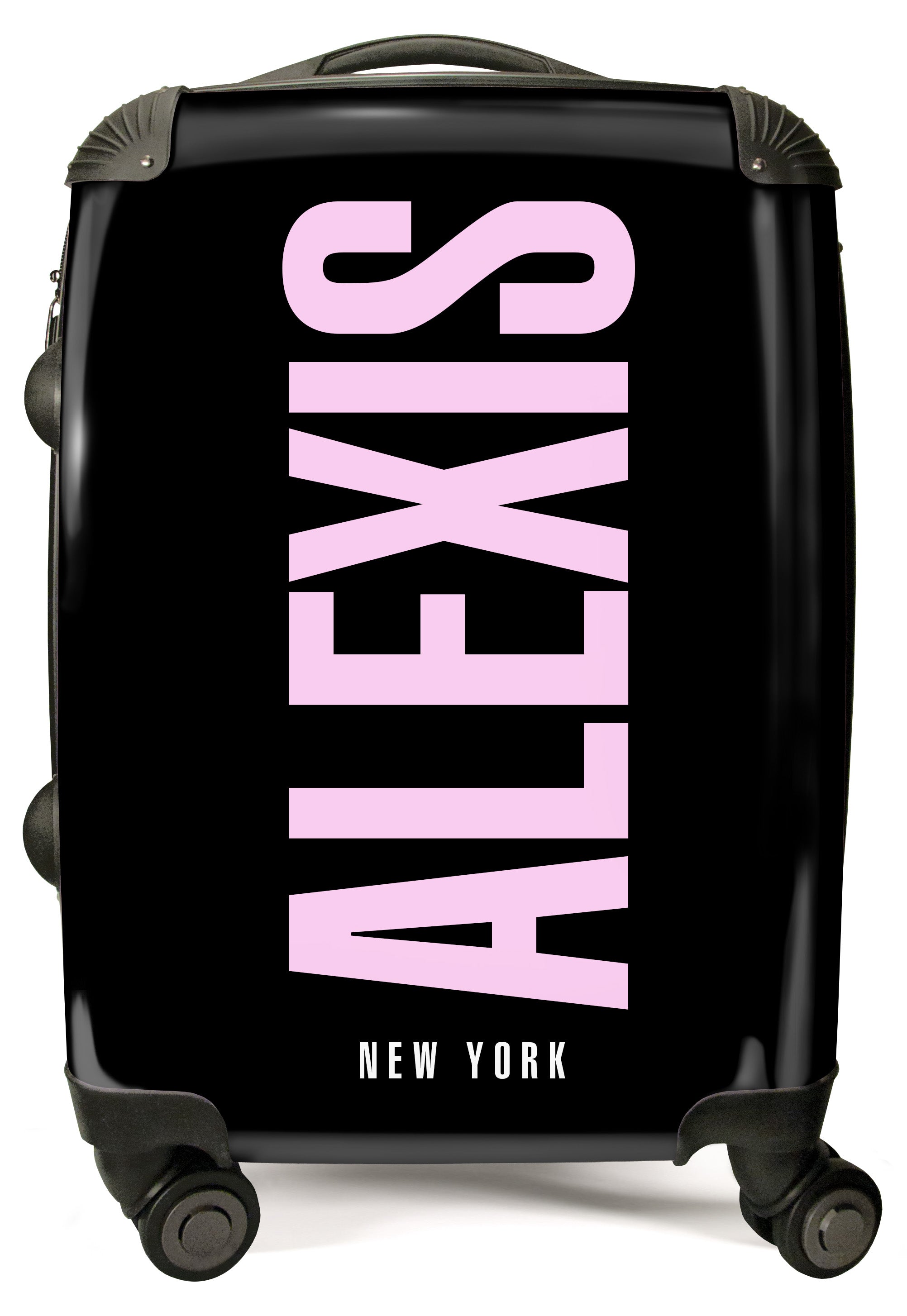 PERSONALIZED BLACK WITH PINK FONT INITIAL LUGGAGE
