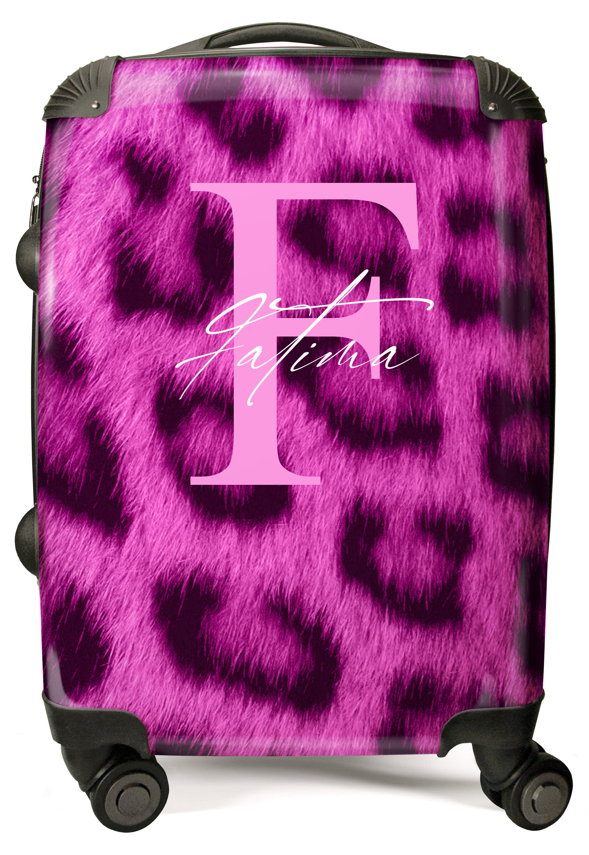 PERSONALIZED PINK LEOPARD PRINT NAME LUGGAGE