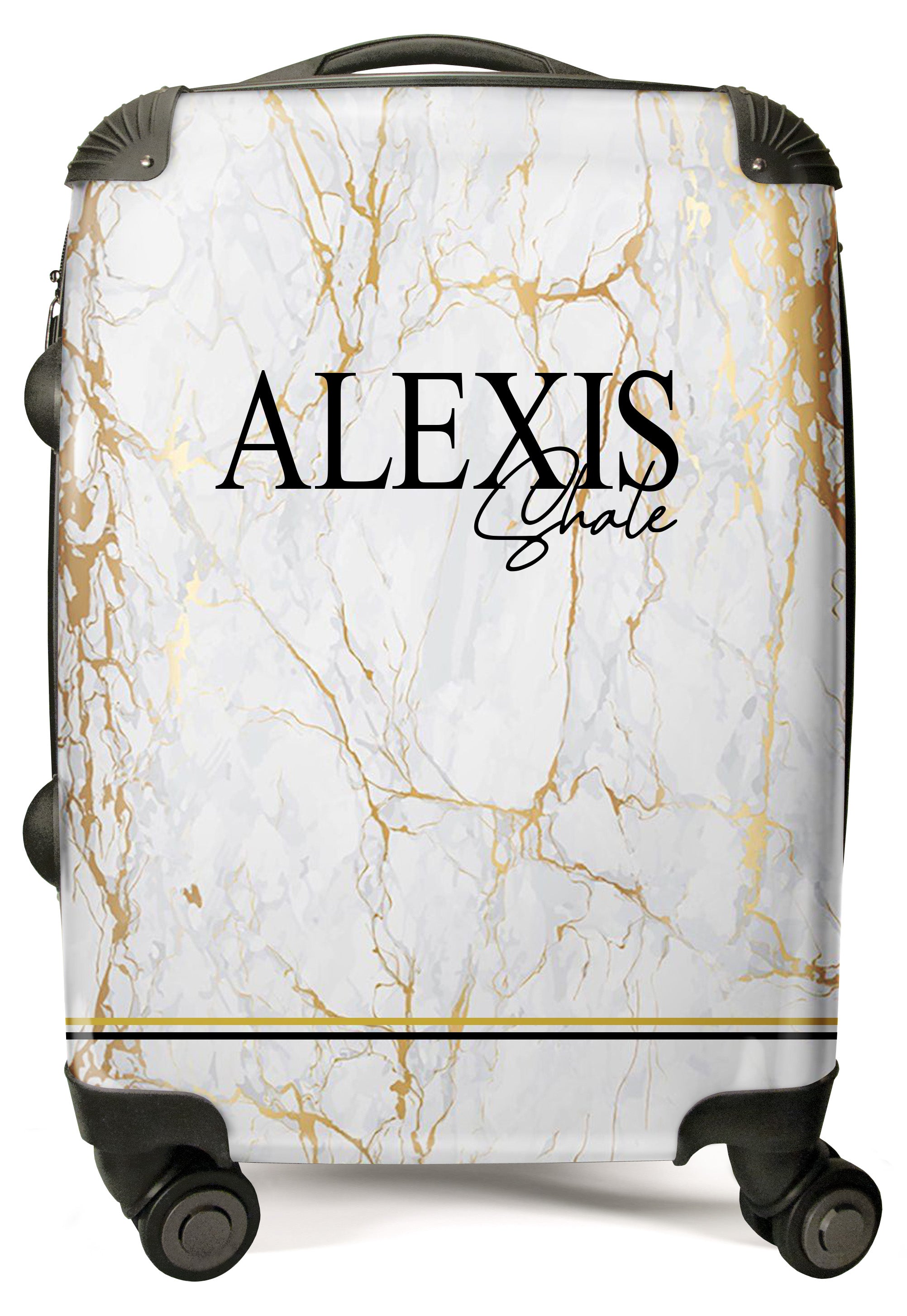 PERSONALIZED WHITE AND GOLD MARBLE INITIAL LUGGAGE