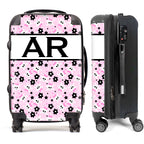 PERSONALIZED PINK FLOWERS BLACK INITIALS LUGGAGE