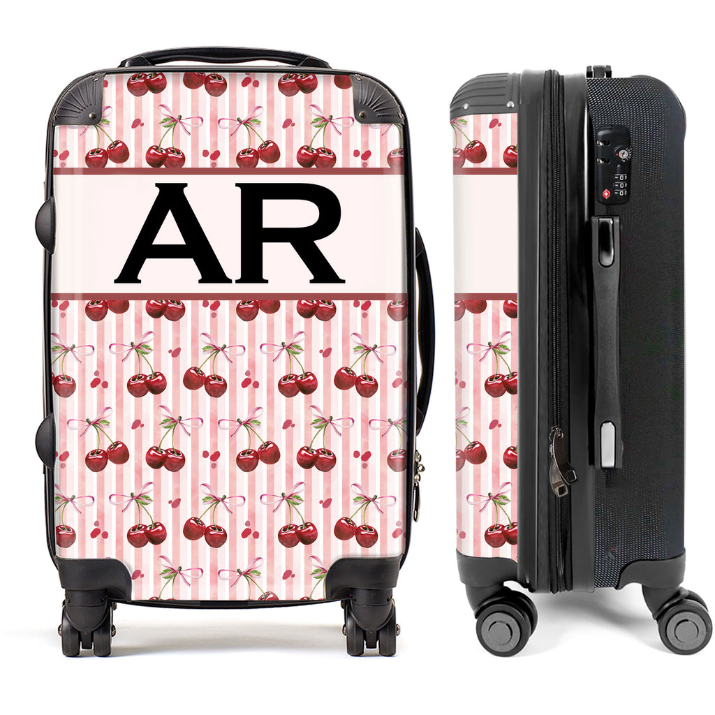 PERSONALIZED CHERRY WITH BLACK INITIALS LUGGAGE