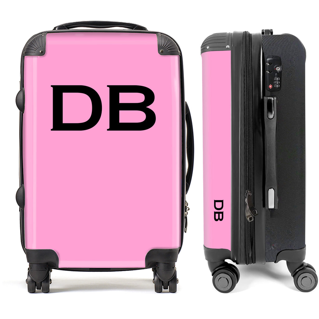 PERSONALIZED PINK WITH BLACK INITIAL LUGGAGE