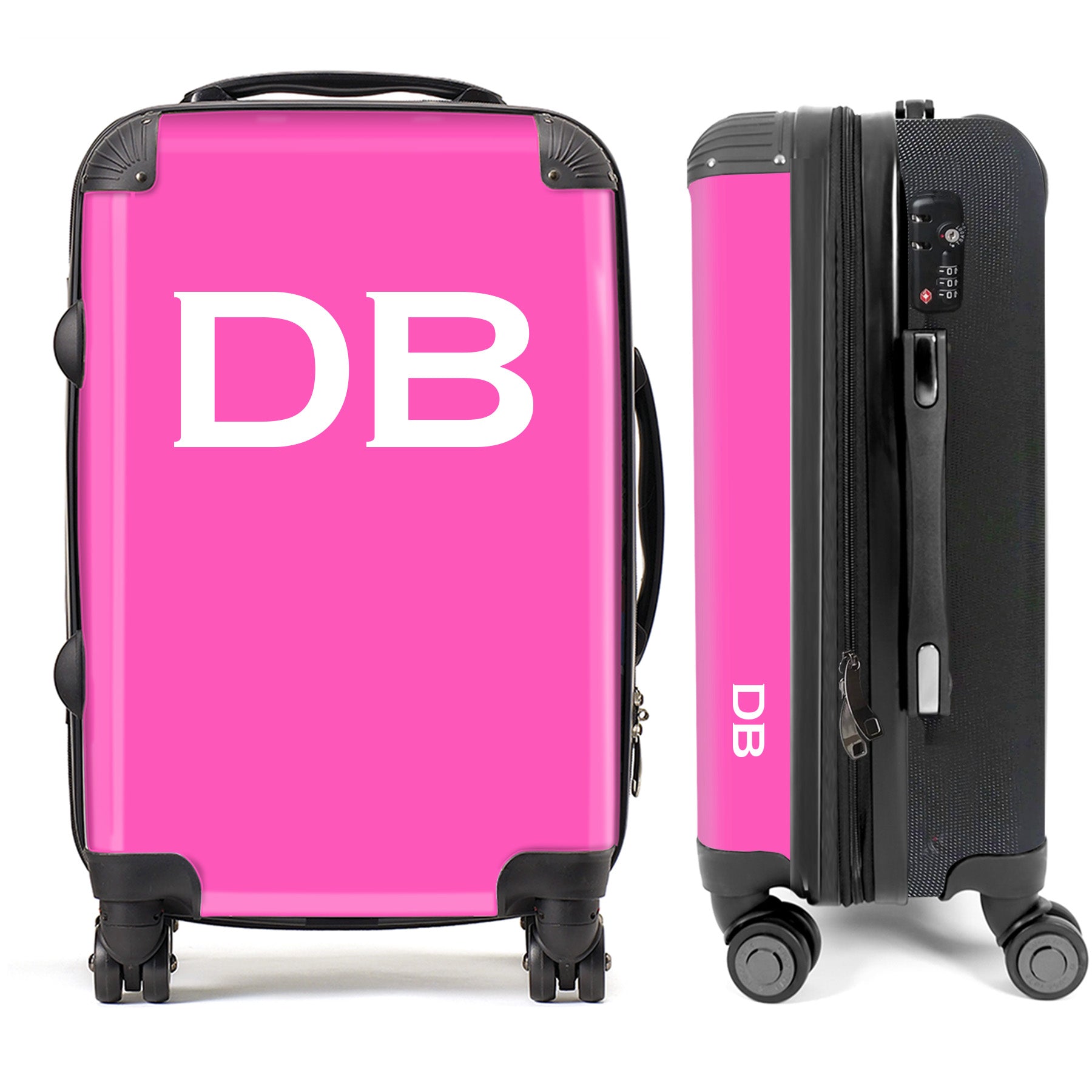 PERSONALIZED HOT PINK WITH WHITE INITIAL LUGGAGE