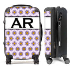 PERSONALIZED PURPLE FLOWERS WITH BLACK INITIALS LUGGAGE