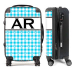 PERSONALIZED BLUE PLAID WITH BLACK INITIALS LUGGAGE