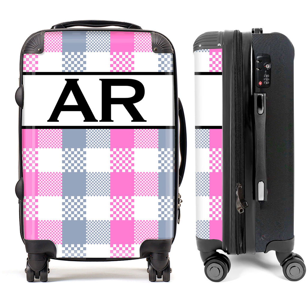 PERSONALIZED PINK PLAID WITH BLACK INITIALS LUGGAGE (Copy)