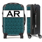 PERSONALIZED TURQUOISE AND BLACK DESIGN WITH BLACK INITIALS LUGGAGE