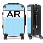 PERSONALIZED BLUE AND WHITE DESIGN WITH BLACK INITIALS LUGGAGE