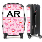 PERSONALIZED PINK BOW WITH BLACK INITIALS LUGGAGE