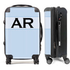PERSONALIZED BLUE STRIPE WITH BLACK INITIALS LUGGAGE