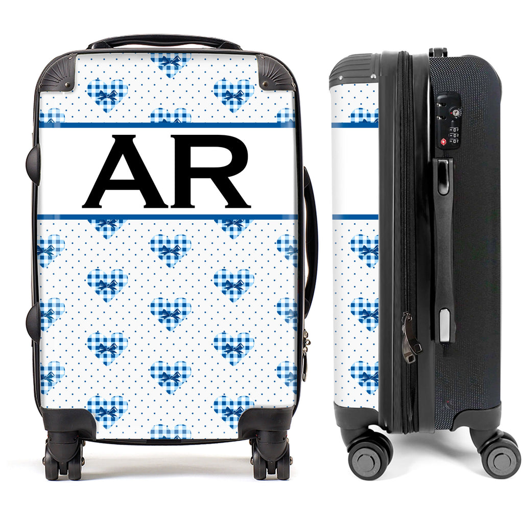 PERSONALIZED BLUE HEART WITH BLACK INITIALS LUGGAGE