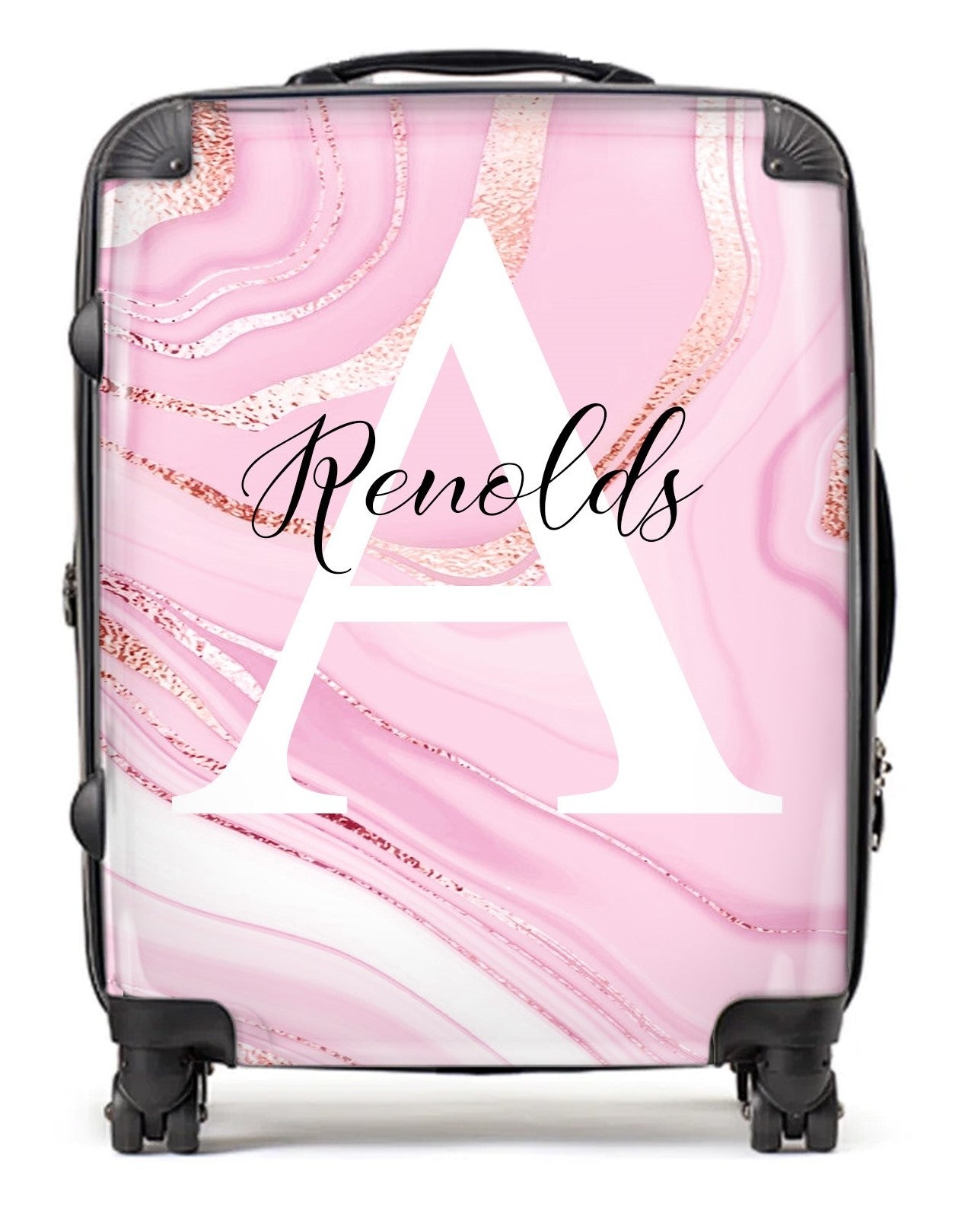 PERSONALIZED PINK AND ROSE GOLD NAME AND INITIAL LUGGAGE