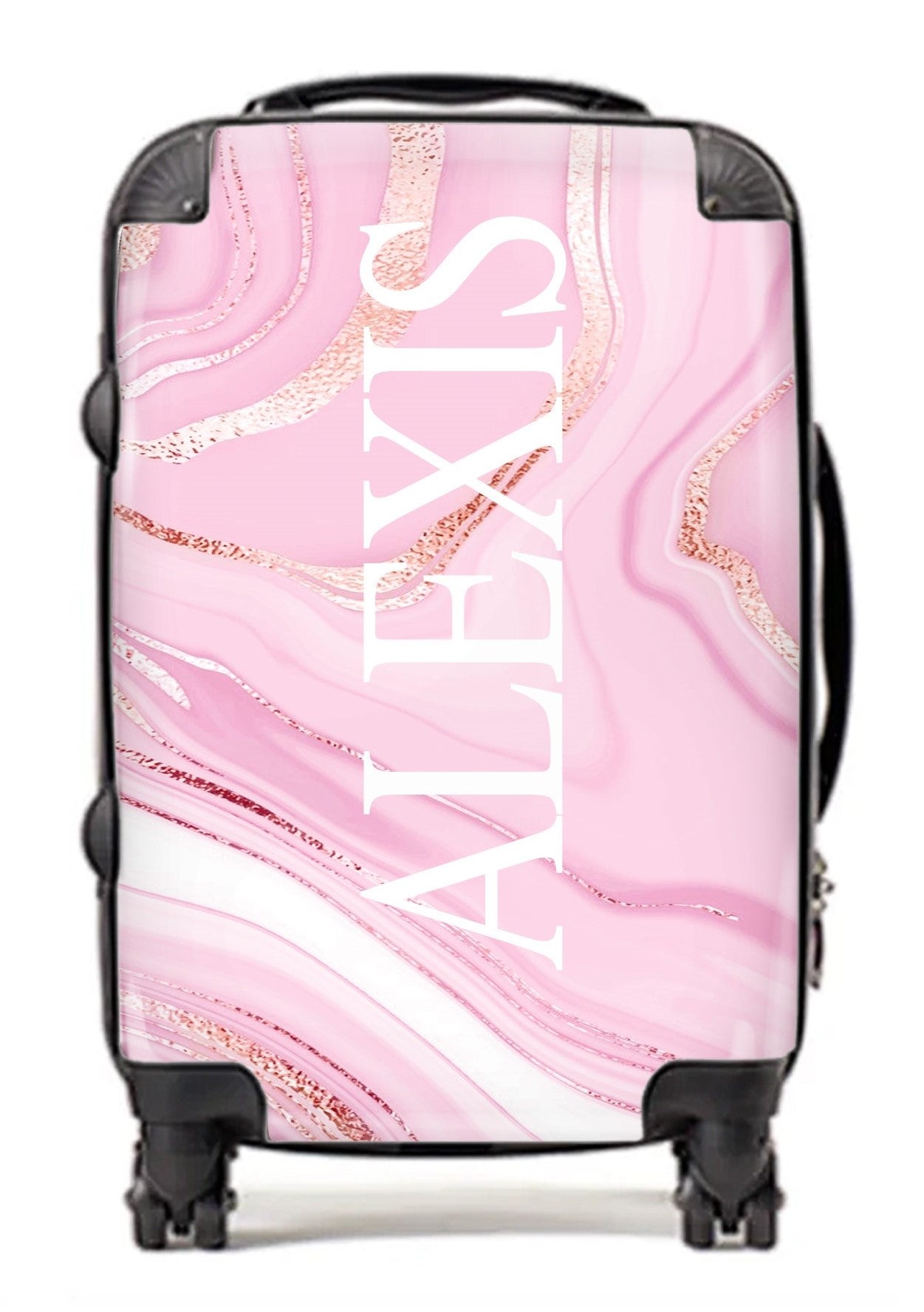 PERSONALIZED PINK AND ROSE GOLD NAME LUGGAGE