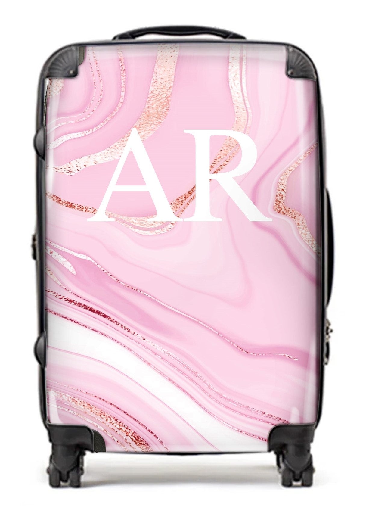 PERSONALIZED PINK AND ROSE GOLD INITIAL LUGGAGE