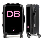 PERSONALIZED BLACK WITH HEART PINK INITIAL LUGGAGE