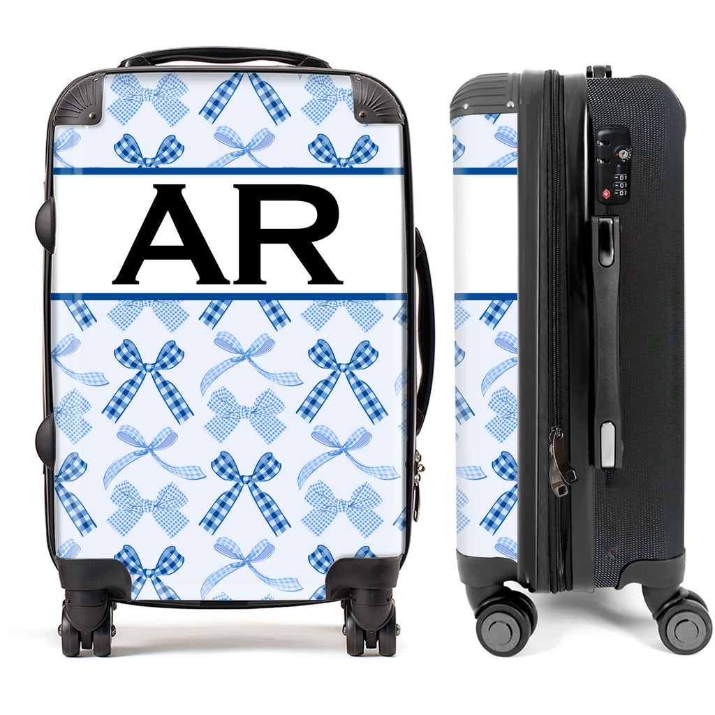 PERSONALIZED BLUE BOW WITH BLACK INITIALS LUGGAGE