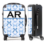 PERSONALIZED BLUE BOW WITH BLACK INITIALS LUGGAGE