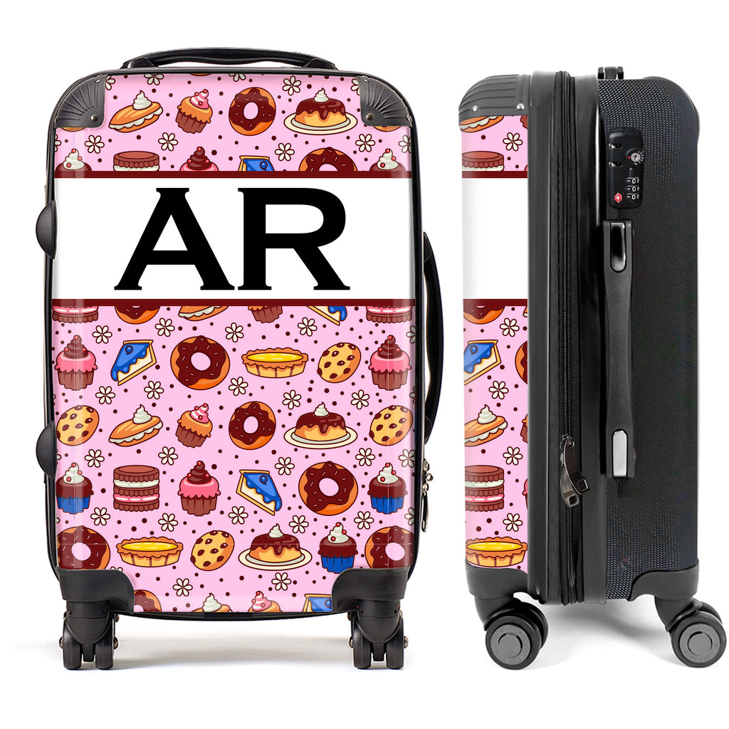 PERSONALIZED PINK DESSERT WITH BLACK INITIALS LUGGAGE