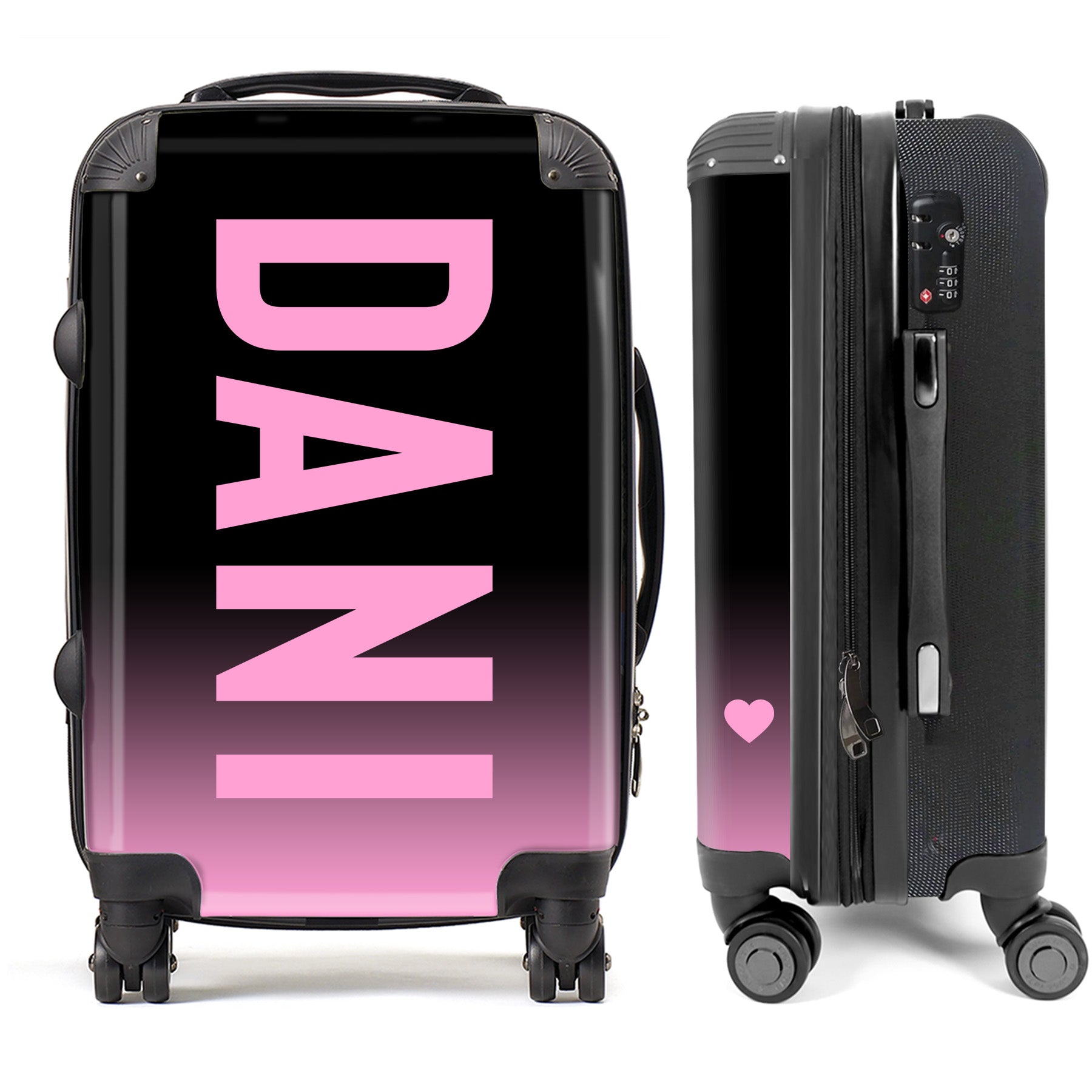 PERSONALIZED BLACK OMBRE WITH PINK NAME LUGGAGE