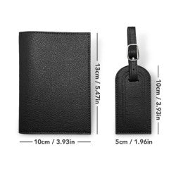 Black Passport Holder & Luggage Tag Gift Set