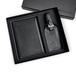 Black Passport Holder & Luggage Tag Gift Set