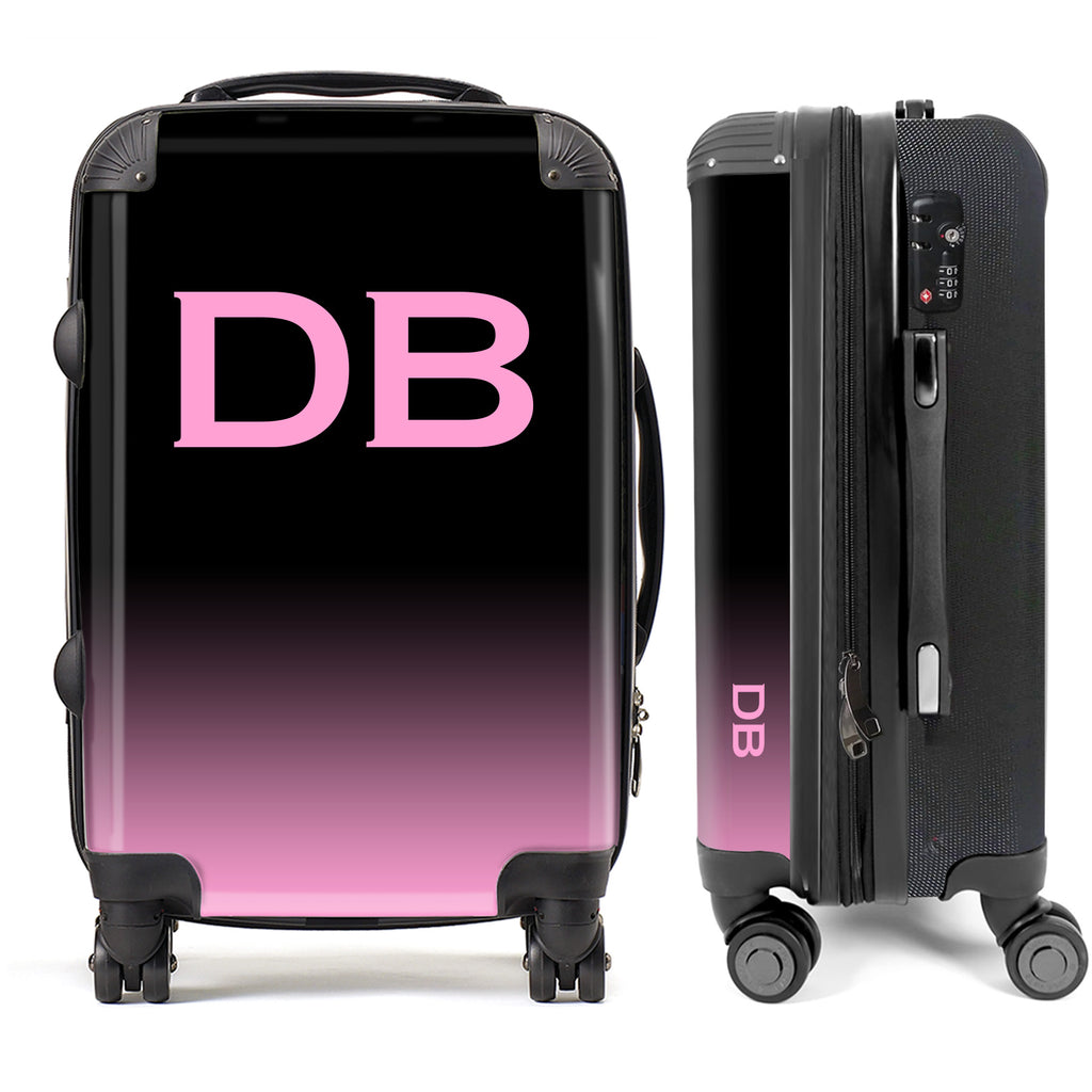 PERSONALIZED BLACK OMBRE WITH PINK INITIALS LUGGAGE