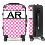 PERSONALIZED PINK SQUARES WITH BLACK INITIALS LUGGAGE