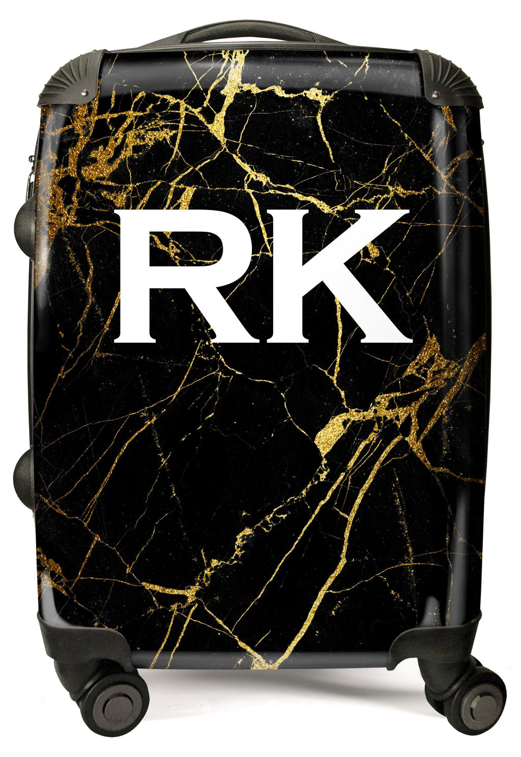 PERSONALIZED BLACK AND GOLD MARBLE INITIAL LUGGAGE