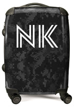 PERSONALIZED DARK GREY CAMOUFLAGE WITH WHITE FONT INITIAL LUGGAGE