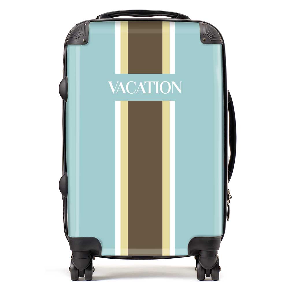 PERSONALIZED VACATION BLUE/BROWN STRIPE LUGGAGE