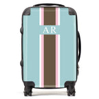 PERSONALIZED INITIAL BLUE/BROWN/PINK STRIPE LUGGAGE