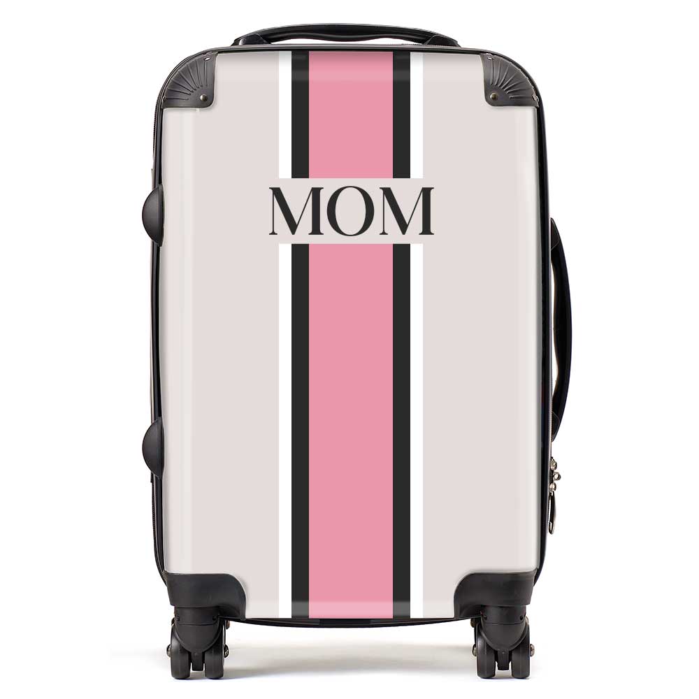 PERSONALIZED NAME PINK STRIPE LUGGAGE