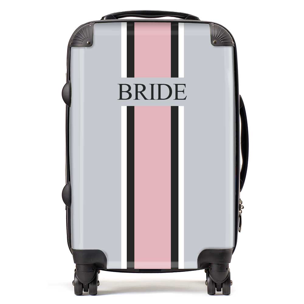 PERSONALIZED BRIDE GREY STRIPE LUGGAGE