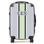 PERSONALIZED NAME GREY/GREEN STRIPE LUGGAGE