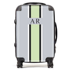 PERSONALIZED INITIAL GREY/GREEN STRIPE LUGGAGE