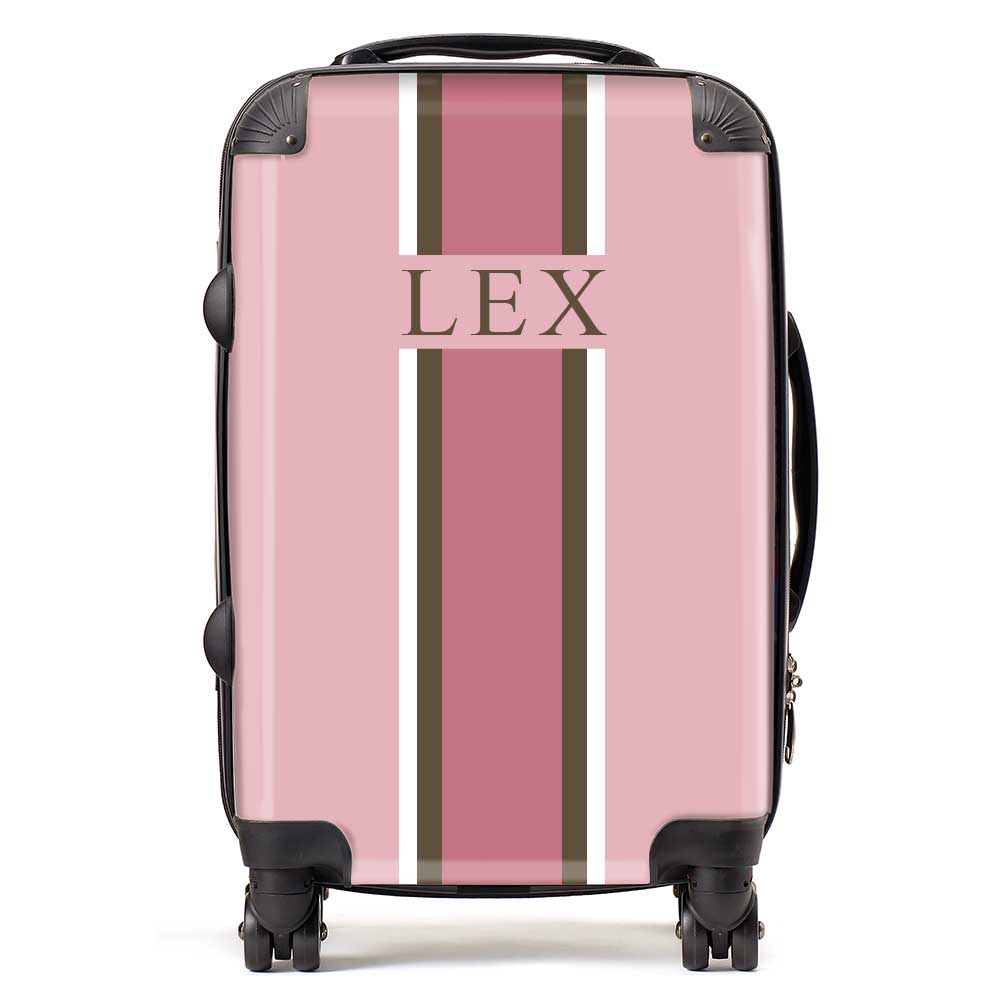 PERSONALIZED NAME ROSE STRIPE LUGGAGE