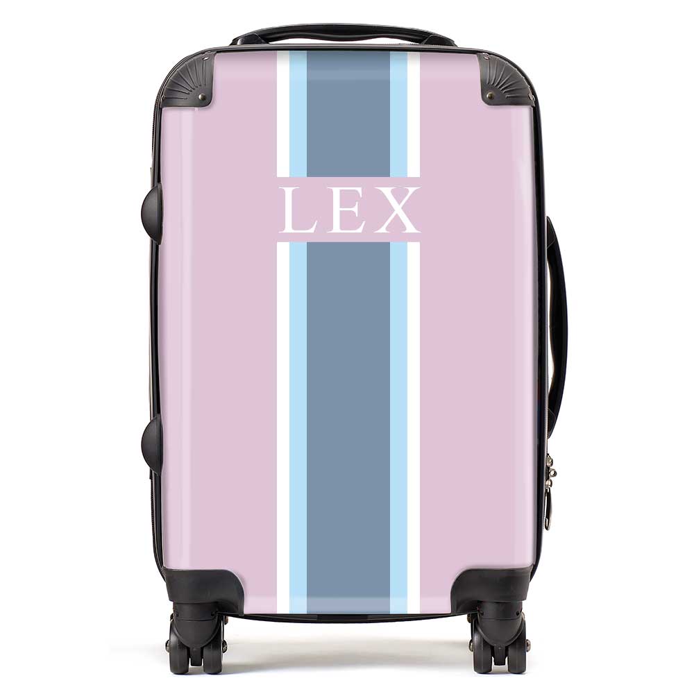 PERSONALIZED NAME PURPLE/BLUE STRIPE LUGGAGE