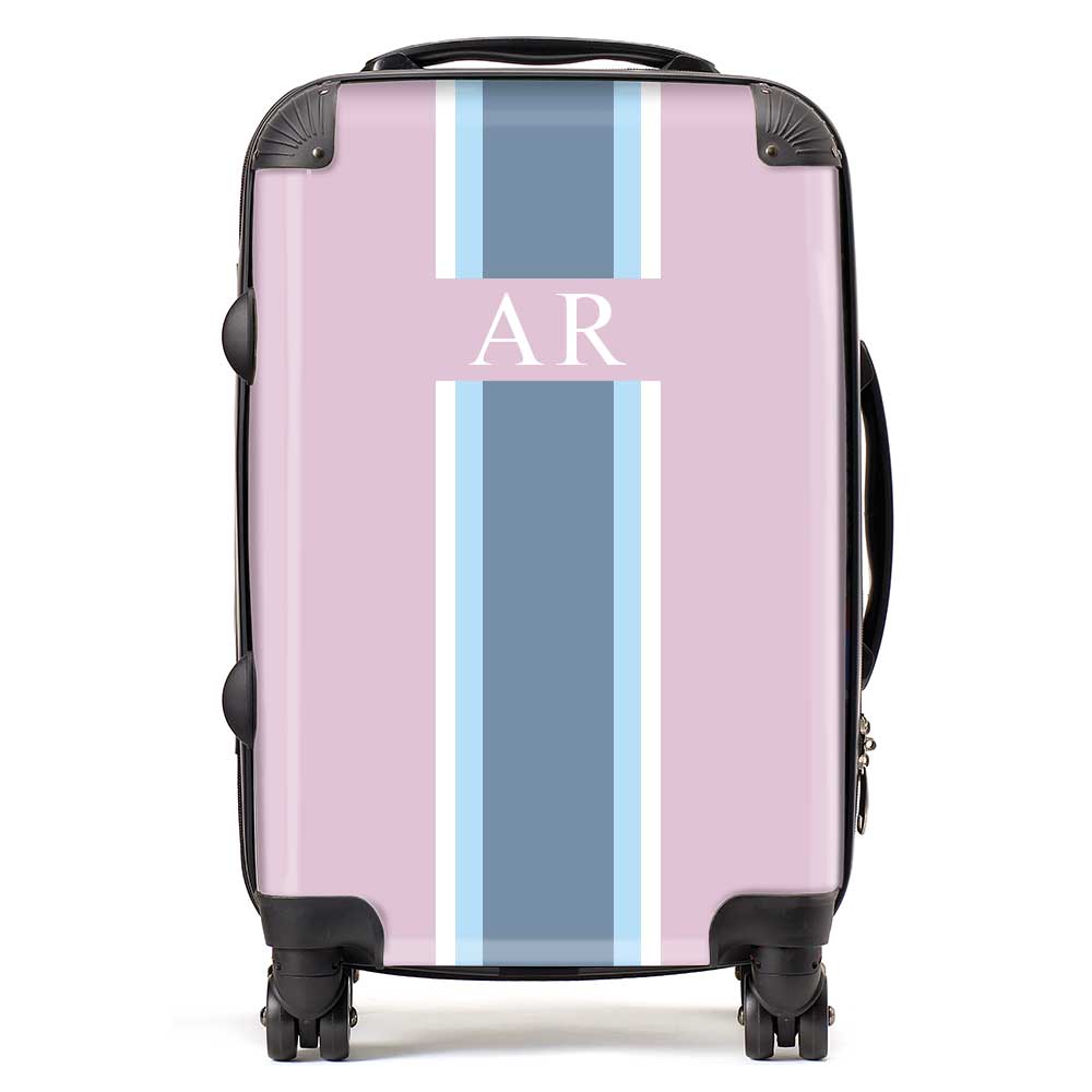 PERSONALIZED INITIAL PURPLE/BLUE STRIPE LUGGAGE