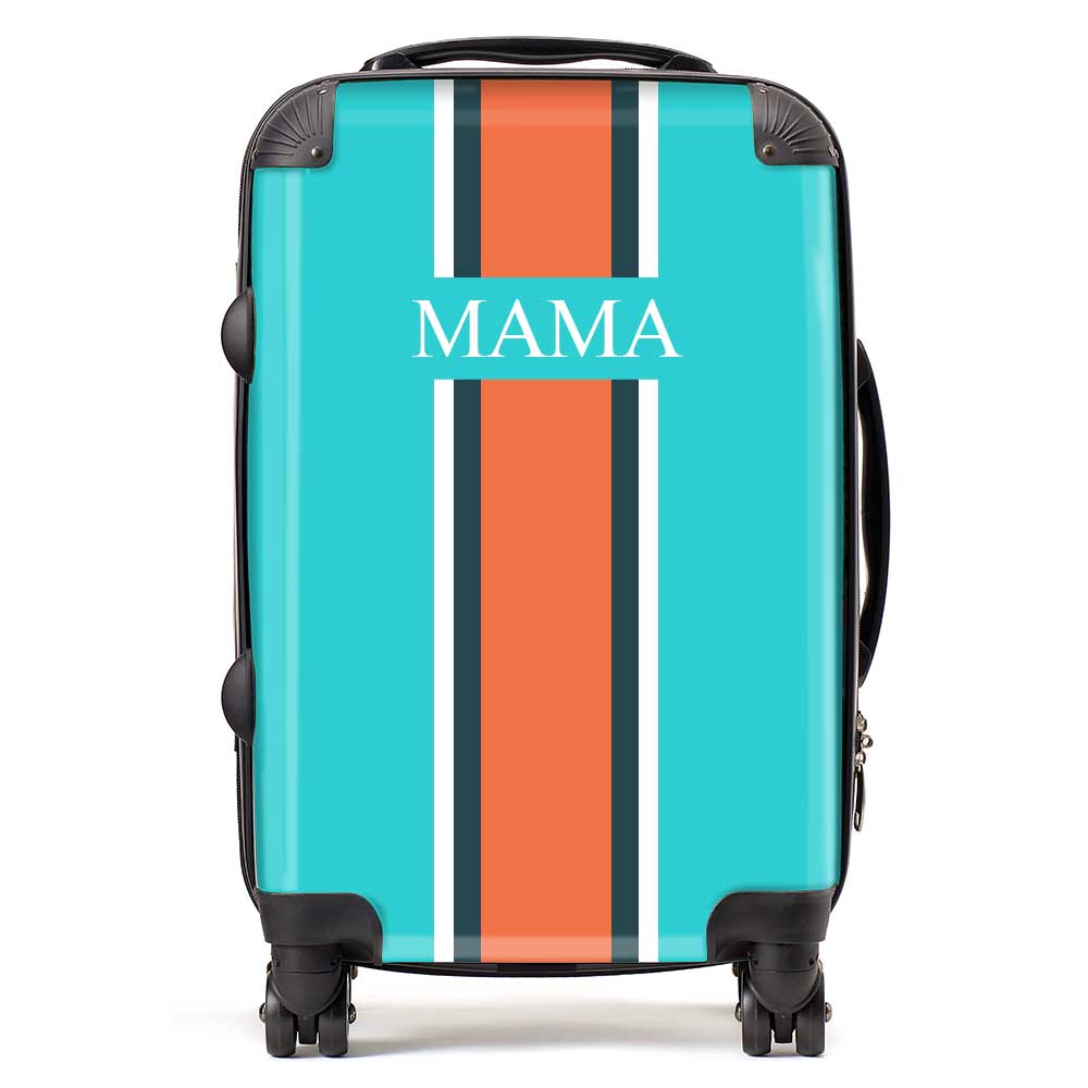 PERSONALIZED NAME TEAM/ORANGE STRIPE LUGGAGE