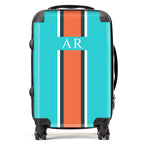 PERSONALIZED INITIAL TEAL/ORANGE STRIPE LUGGAGE