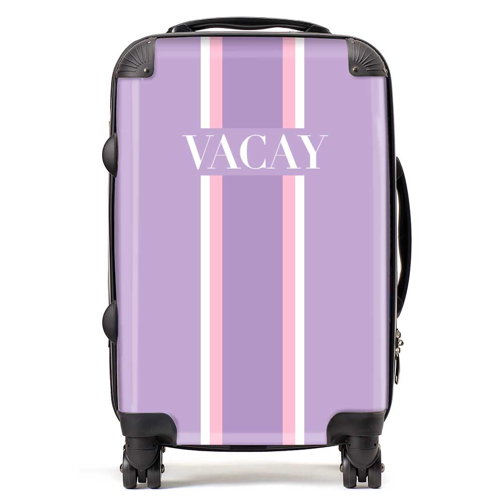 PERSONALIZED VACAY PURPLE STRIPE LUGGAGE