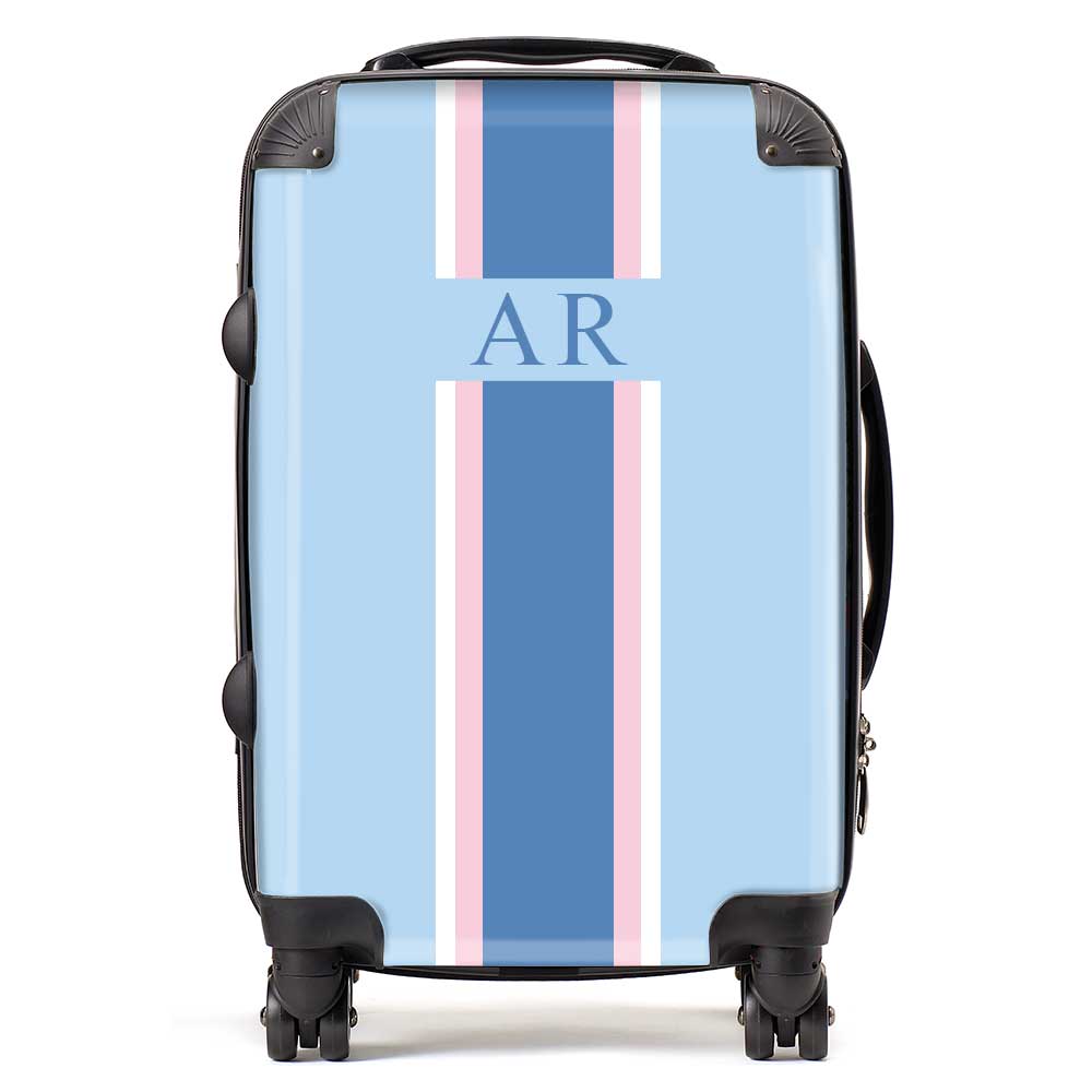 PERSONALIZED INITIAL BLUE STRIPE LUGGAGE