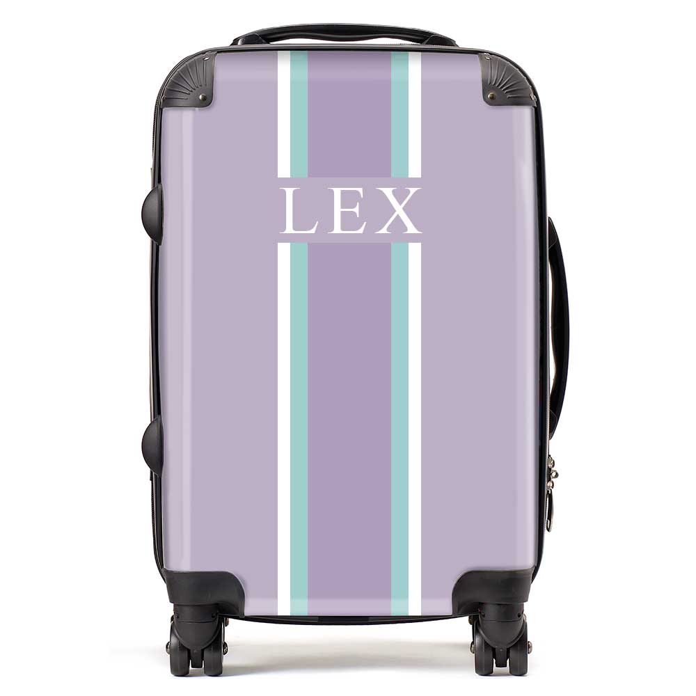 PERSONALIZED NAME PURPLE STRIPE LUGGAGE