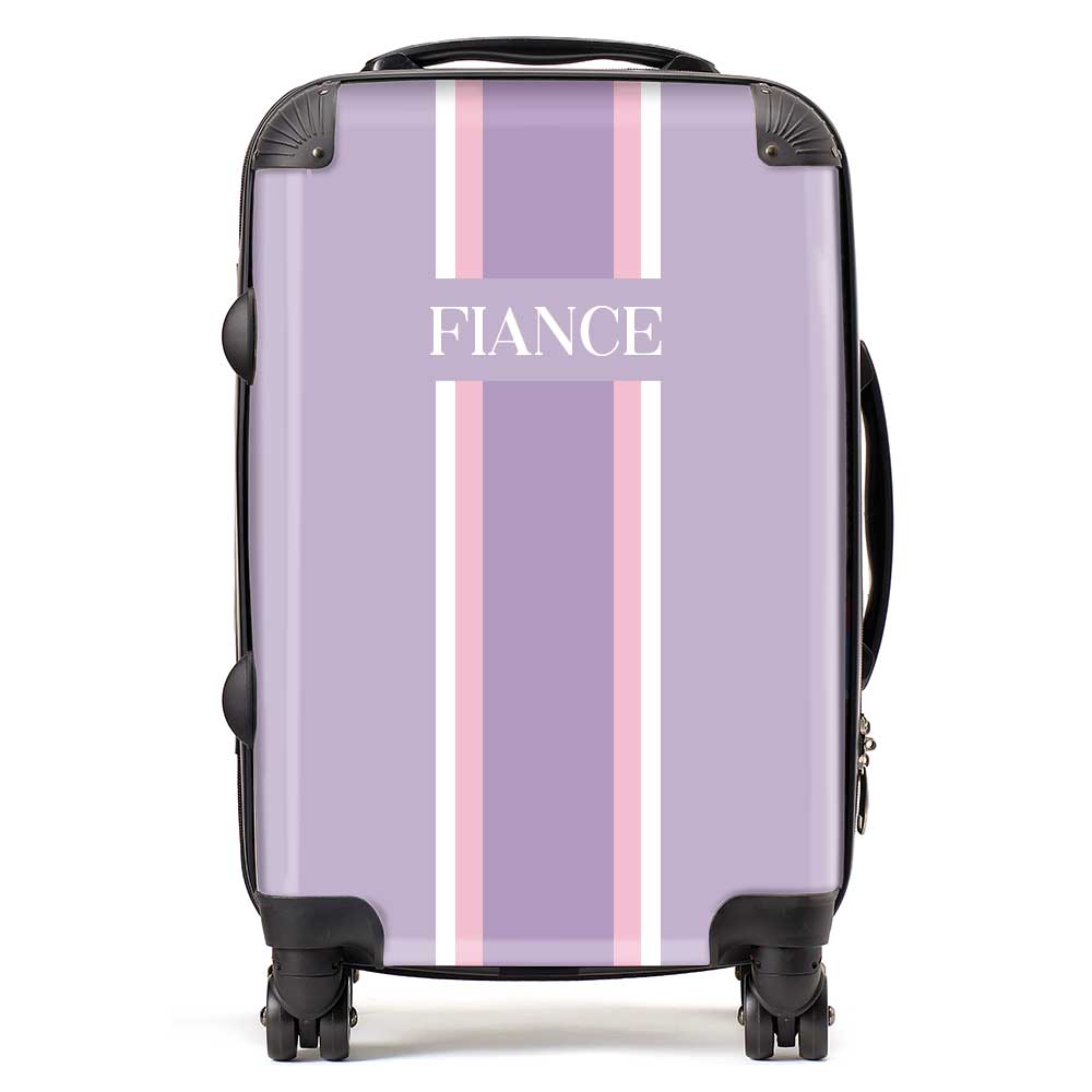 PERSONALIZED FIANCE PURPLE STRIPE LUGGAGE