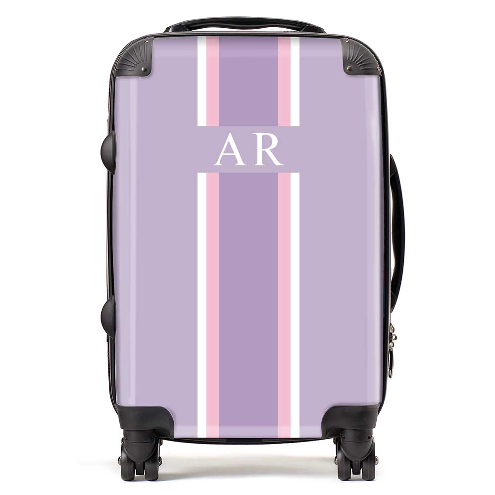 PERSONALIZED INITIAL PURPLE STRIPE LUGGAGE