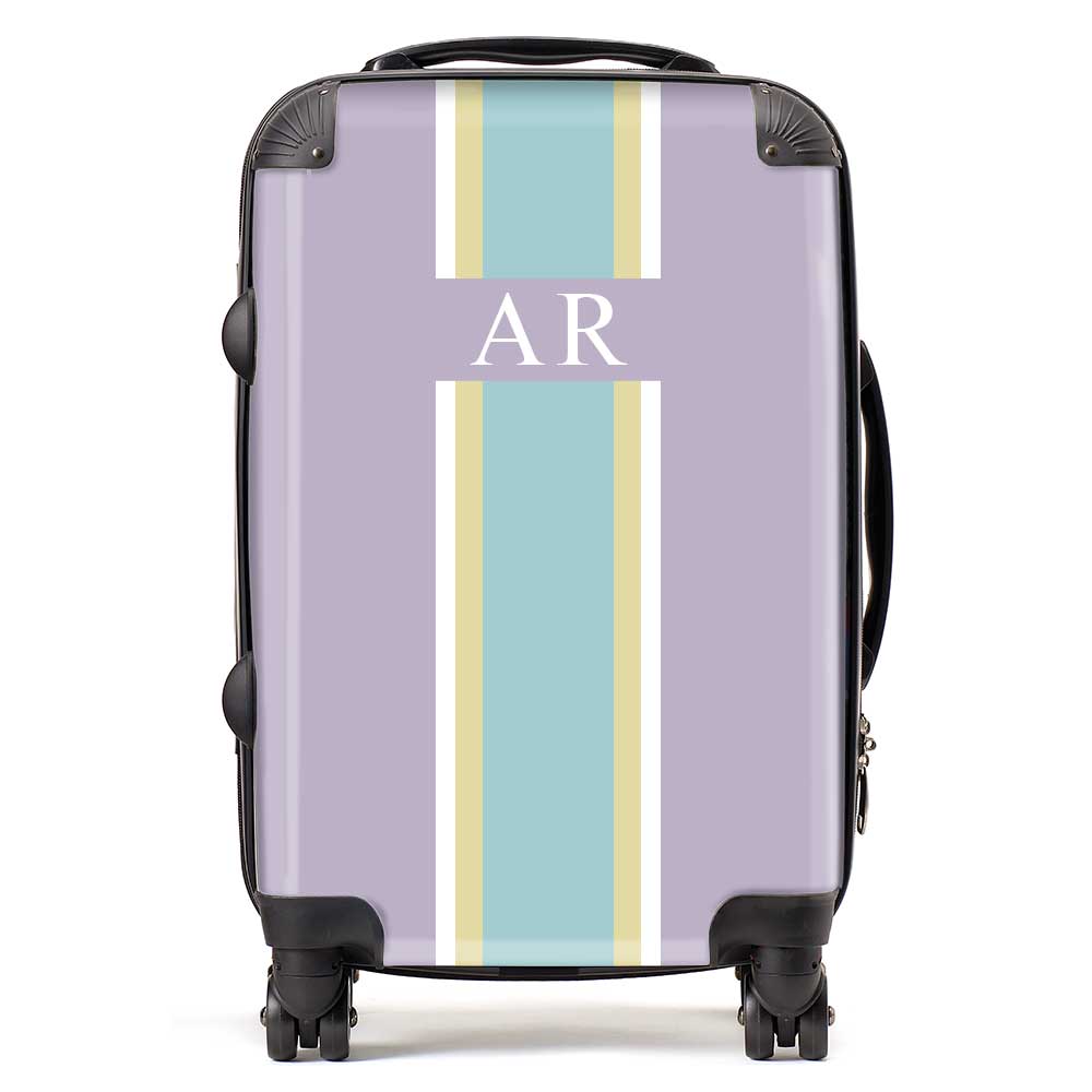 PERSONALIZED INITIAL PURPLE/BLUE STRIPE LUGGAGE