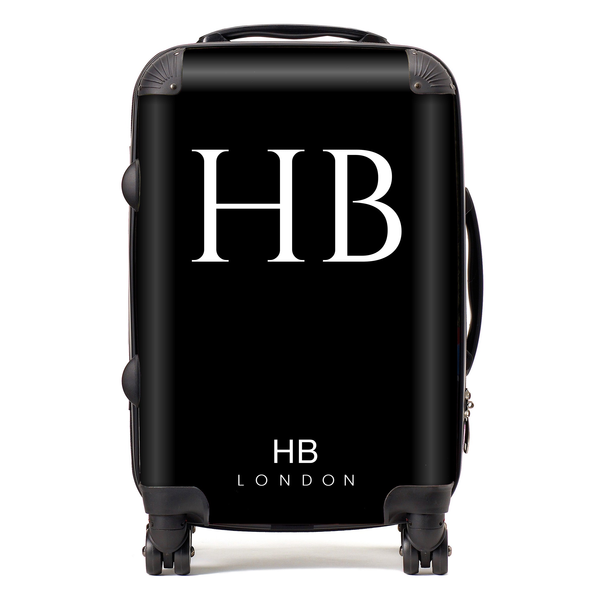 Personalized Black with White Classic Font Initial Luggage